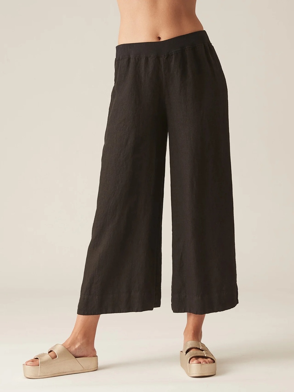 NWT Cut Loose crop pant black 100% linen size large